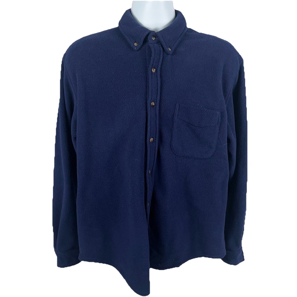 LL Bean Fleece Button Up‎ Shirt Size Medium Regular 0DL06